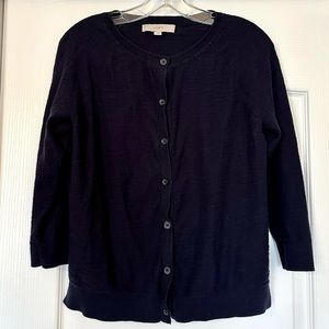 LOFT Navy Blue Button Cardigan Size M